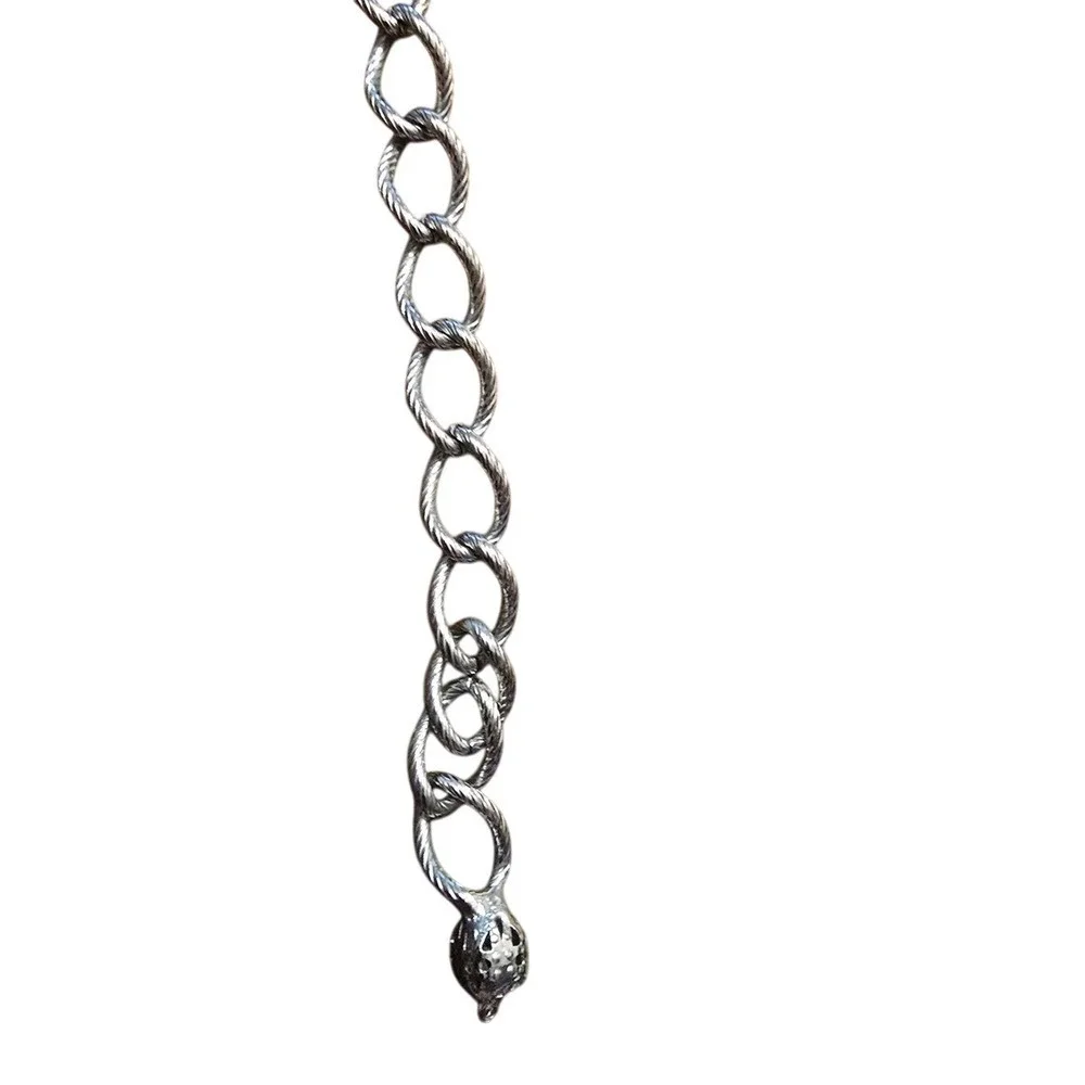 Silver Tone Multi Strand O-Ring Curb Chain Belt‎ with Etched Connectors 36in